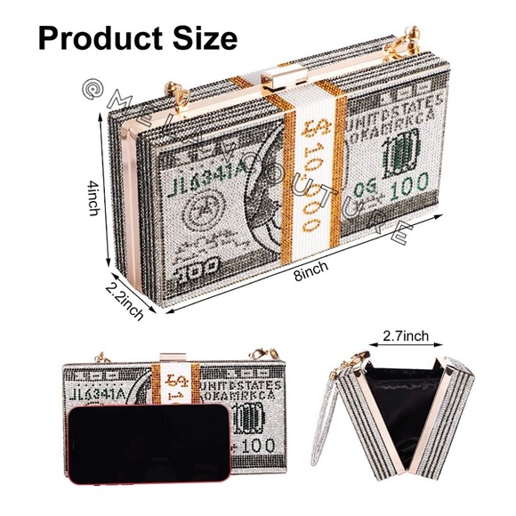 Crystal Rhinestone Clutch Bag - Picture 3 of 9